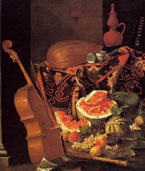 Cristoforo Munari with Musical Instruments and Fruit France oil painting art